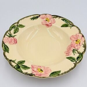 VTG Franciscan Desert Rose Rimmed Soup Bowl California USA Hand Decorated